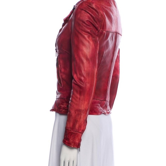 Muubaa Mallow Vintage Red Leather Jacket - Picture 2 of 4